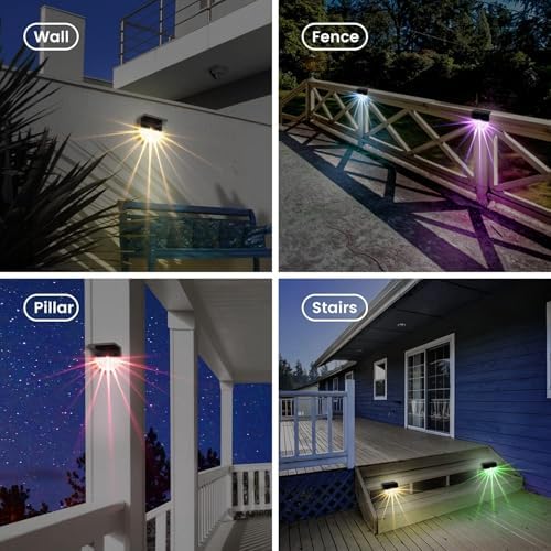 Solar Deck Lights 4 Pack Waterproof Solar Step Lights Outdoor Stair Lights Solar Fence Lights Outside Decor for Backyard Garden Deck Fences Wall Patio Steps Stairs Porch - Image 6