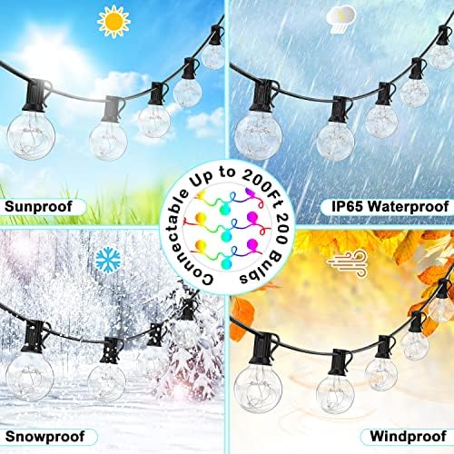 OMIKA 50FT Outdoor String Lights, Patio Light Outdoor Waterproof with 50+2 Shatterproof Dimmable G40 Bulbs, Color Changing LED Outside Light Connectable Hanging Lights for Pergola Backyard Party - Image 3