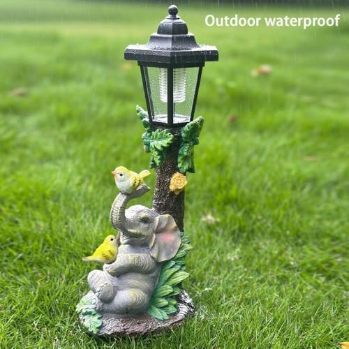 Solar Elephant Garden Statue, Outdoor Garden Sculpture Decoration - Image 5