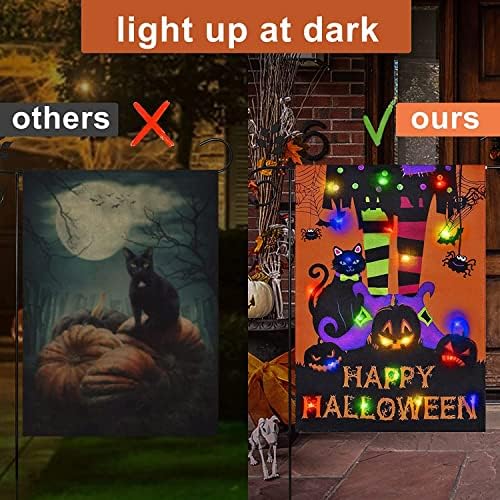 Halloween Lighted Garden Flag, Witch Feet Yard Decor, 12x18 In - Image 4