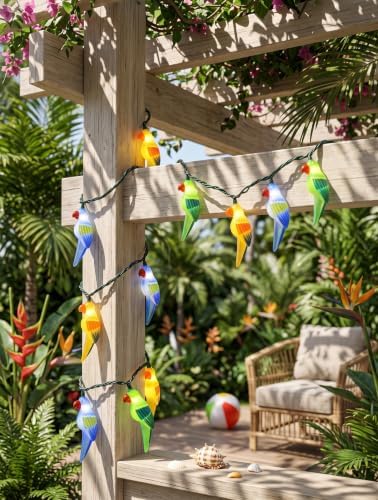 Multicolor Parrot String Lights, 8.5Ft Parrot Camping Outdoor Party Lights with 10 LED Multicolor Parrot Lights, Summer Patio Decorations String Lights for Bedroom Home Decks Party Lighting - Image 3