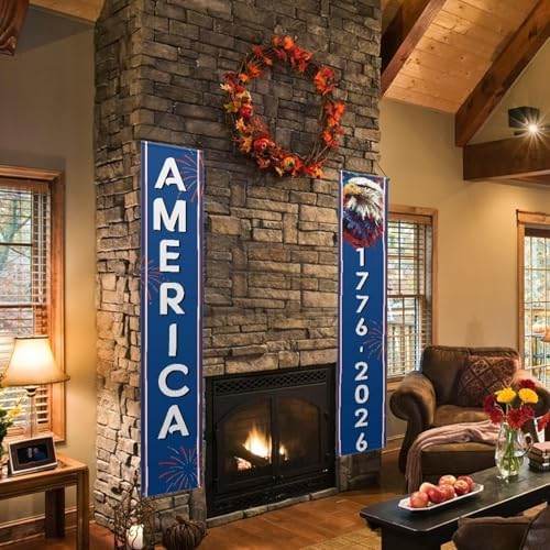 250 Anniversary Banner Door Sign 2 Pack America 1776-2026 Patriotic Hanging Banners Porch Signs Party Supplies for Room House Welcome Photo Backdrop - Image 5