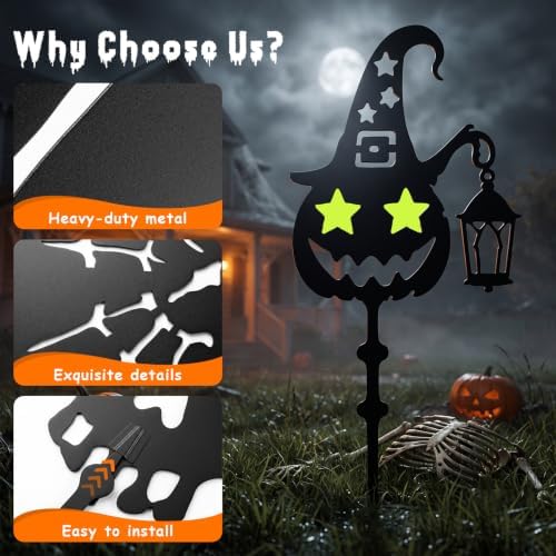 KODIBO Halloween Docorations Outdoor 4-Pack Metal Pumpkin Yard Stakes - Image 6