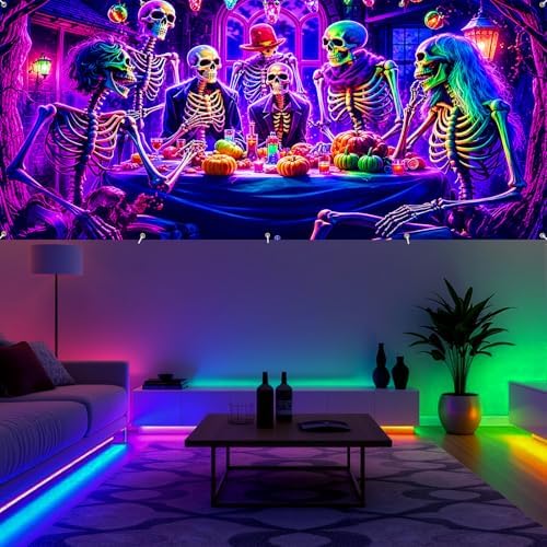 7 x 16 ft Skeleton Feast Halloween Garage Door Decorations Halloween decorations Witch Door Cover, Hanging Banner Backdrop Mural for Home, Outdoor, Indoor, Spooky Party, Wall, Window - Image 3