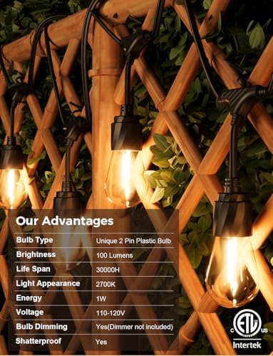 XMCOSY+ Outdoor String Lights, 96FT Patio Lights with 32 LED Bulbs - Image 4