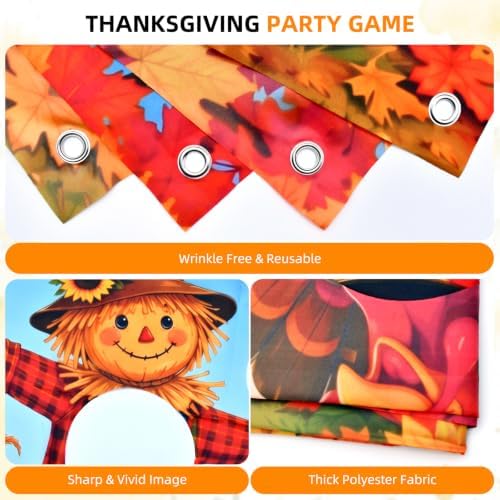 Thanksgiving Harvest Decorations Banner – Fall Scarecrow Turkey Hanging Banner for Friendsgiving, Autumn Festival, Farmhouse Thanksgiving Decor and Harvest Party Decorations - Image 3