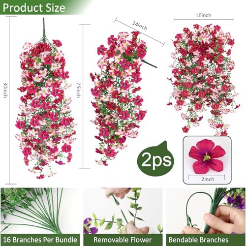 Vibrant Silk Artificial Flowers for Outdoors with Realistic UV Resistant Fake Plants,Includes 2 PCS of Spring Garden Decor Set for Hanging, Patio, Front Porch, Yard Decorations Outdoor - Image 2