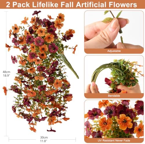ZFProcess Artificial mums for Outdoors,2PCS Silk Fake Daisy - Image 2