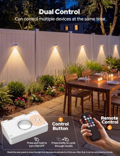 JOFIOS Fence Lights Solar Powered with Remote, Vinyl Fence Lights IP65 - Image 3