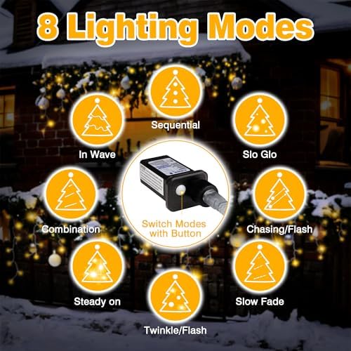 Xahpower 622 LED Icicle Lights Outdoor, Plug in 59ft Waterproof Christmas String Lights, Remote & Timer, Decoration for Wedding, Garden - Image 3