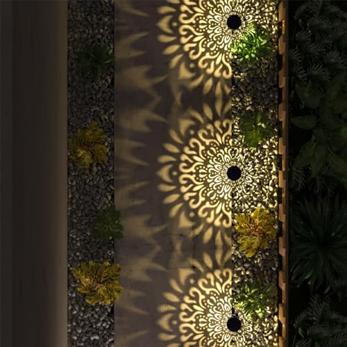 gardencave 6 Pack Solar Lights Outdoor Garden Decorative Mandala Solar Pathway Lights Waterproof Plastic Outside Solar Path Landscape Lights Gardening Gifts for Women Mom Backyard Walkway Yard Decor - Image 6