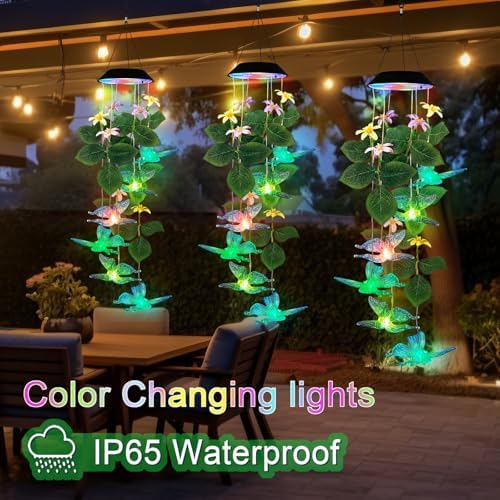 Solar Butterfly Wind Chime Mobile Lights,Color Changing LED Dangler Outside - Image 4