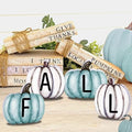 YUJUN 4 Pieces Fall Pumpkin Wooden Signs Decoration,Blue Autumn Tiered Tray Pumpkin Tabletop Decor for Thanksgiving Fall Home Kitchen Harvest Party Decor Supplies by YUJUN