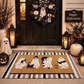 Drydiet 2 Pcs Halloween Door Mat Set, Ghost Cat Pumpkin Front Door Rug by Drydiet