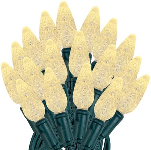 Novelty Lights 24FT 70 LED C6 Christmas Lights, Warm White, Green Wire by NoveltyLights-LightExperts