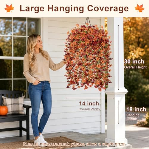 Artificial Hanging Flowers for Outdoors, 2 PCS 344-Bloom UV Resistant Mums - Image 3