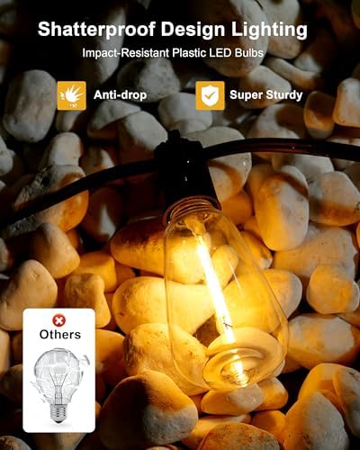 Patio String Lights 50FT LED, IP65 Waterproof ST38 Connectable Dimmable - Image 3