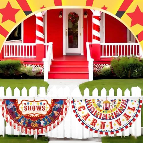 6 Pcs Circus Carnival Decoration Bunting Welcome Carnival Half Banner - Image 5