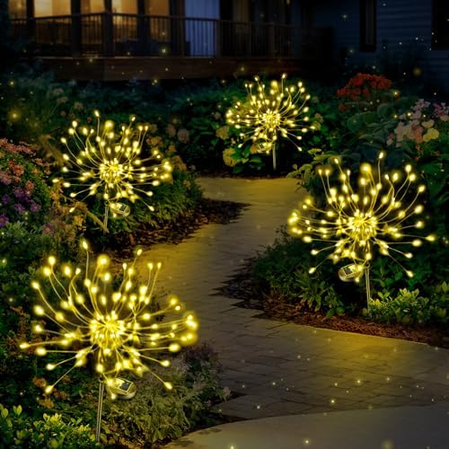 Anordsem Solar Firework Lights Outdoor Garden Fairy Lights 4 Pack Warm by Anordsem