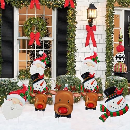 3 Pack Metal Christmas Yard Signs Decor for Multiple Stacked, Christmas Yard Stakes with Santa Claus Snowman Elk Fall Yard Decor for Outside Garden Yard Lawn Porch - Image 7