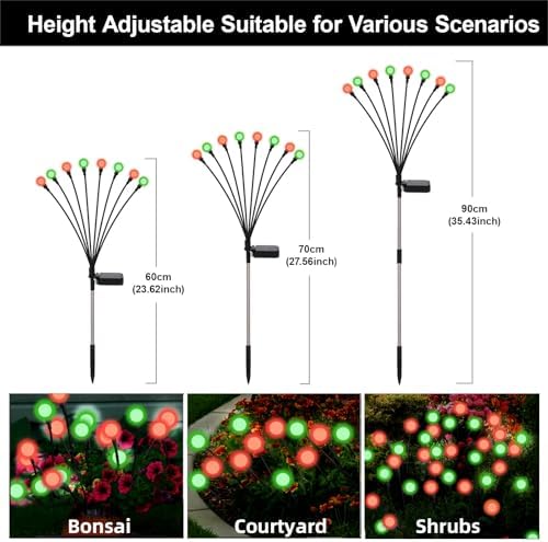 Red and Green Solar Firefly Lights Outdoor Garden Christmas 4 PK - Image 5