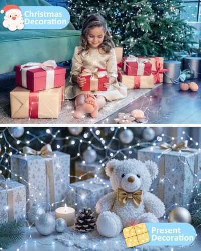 2 Pack 100 LED Fairy Lights Battery Operated with Remote, 33 FT Cool White - Image 6