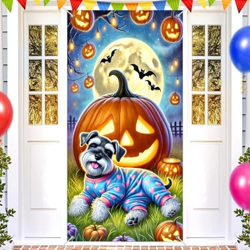 BlissYard Halloween Door Cover Dog Pumpkin 35x71 Inch Polyester - Image 2