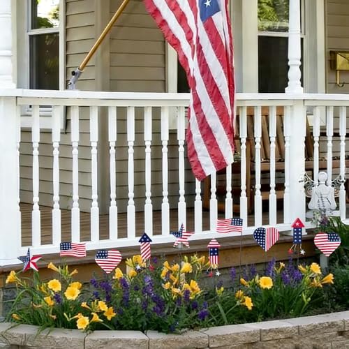 hogardeck 4th of July Decorations Outdoor, 10 PCS Metal Patriot Star Firework Decorative Garden Stakes for Fourth of July Decorations, Patriotic Yard Signs for Garden, Porch, Patio, Flower Beds - Image 3