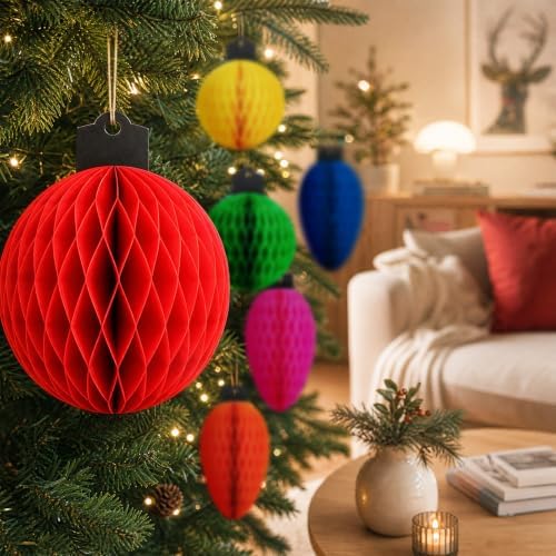 Christmas Light Honeycomb Ball Hanging Decor, 12 Pcs - Image 7