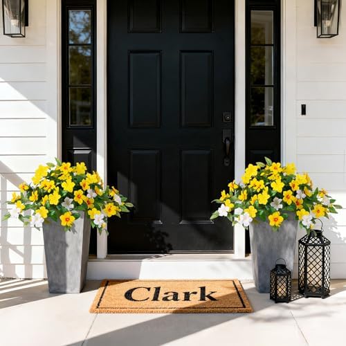 INXUGAO Artificial Hanging Faux Flowers for Outdoors Planters 2PCS Fake Flowers Silk Hibiscus Flowers for Outside Outdoor Faux Hanging Plants UV Resistant Spring Home Front Porch Decoration - Image 5