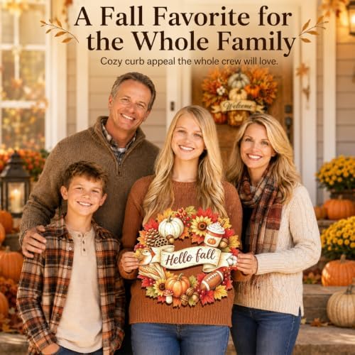Small Fall Wreath, Hello Fall Sign, Autumn Door Decor for Front Door - Image 6