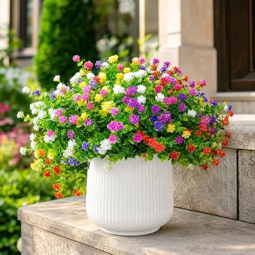 CLEANGOR 12 Pcs Artificial Flowers for Outdoors Decorations (6 Color) by Cleangor