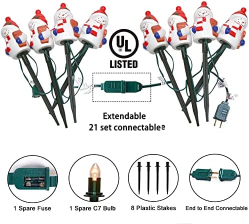 GOOTHY 2 Sets Snowman Christmas Pathway Lights, 7Ft C7 Outdoor Christmas String Light with 8 Snowman Stakes Lights, Connectable Christmas Decorations Pathway Light for Yard Garden Driveway Walkway - Image 4
