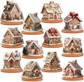 Leinuosen 12 Pcs Gingerbread Christmas Table Decoration Gingerbread House Tiered Tray Decor Wooden Ginger Bread Village Centerpiece Farmhouse Xmas Decor for Home Kitchen Coffee Bar Shelf Indoor by Leinuosen