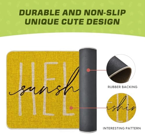 Artoid Mode Yellow Hello Sunshine Summer Decorative Doormat, Seasonal Spring Holiday Low-Profile Floor Mat Switch Mat for Indoor Outdoor 17 x 29 Inch - Image 6