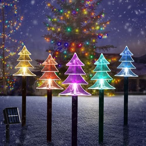 Christmas Decorations Outdoor, Solar Tree Pathway Lights, 5 PCS by ILLUMINEW