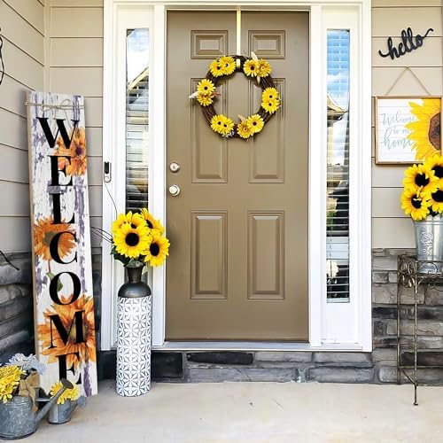 Sunflower Welcome Porch Sign Decor Summer Wooden Hanging Sign Door Porch Standing Decorative Signs Plaques for Front Door Farmhouse Outdoor Indoor Welcome Sign Wall Craft Decor 47.2"H - Image 2