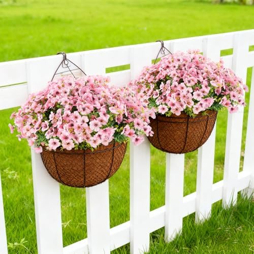 24 Bundles Artificial Flowers for Outdoor Realistic Faux Flower Spring Summer Garden Home Decoration, Hanging Daisy with Eucalyptus Leaves Fake Plants Greenery Balcony Porch Patio Front Door Decor - Image 5