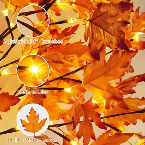 4FT Lighted Maple Tree 50 LED Artificial Fall Tree for Home Decorations - Image 4