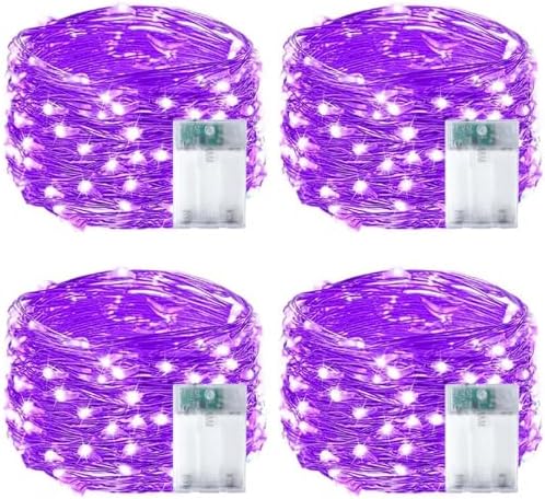 4 Pack Fairy Lights Battery Operated Halloween String Lights Timer Purple by EXF