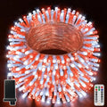 Ollny Red and White Christmas Lights Waterproof, 400LED 131FT String Lights with Remote 3 Timer, Plug in 8 Modes Fairy Light for Xmas Tree Indoor Bedroom House Party Wedding Decorations by Ollny