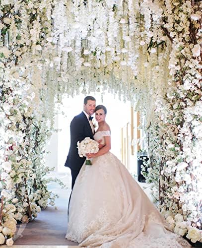 Wisteria Hanging Flowers 24 Pack Artificial Flowers Fake Wisteria Vine Rattan Hanging Garland Silk Flowers String for Party Home Wall Greenery Wedding Decor (White) - Image 4