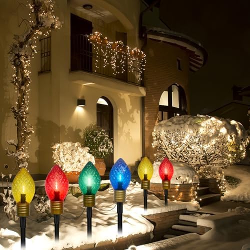 Christmas Multicolor Pathway Lights Outdoor, 7.5 Ft Strawberry Jumbo C9 Walkway Lights with 4 LED Large Bulb, Connectable Christmas Walkway Light for Winter Holiday Outside Yard Garden Lawn Decor - Image 5