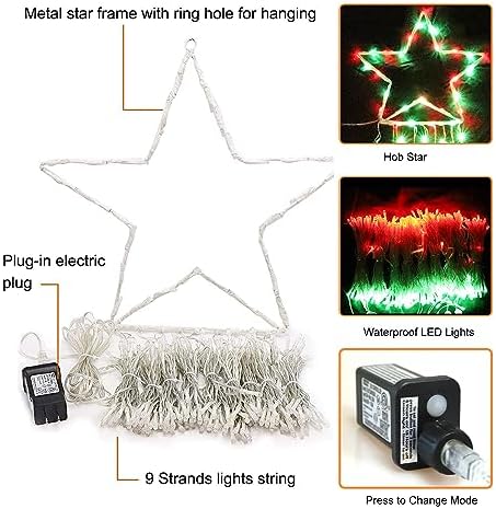 (New) Outdoor Christmas Decorations, 320 LED Hanging Twinkle Fairy String Lights Outside Tree Decoration Lights for Christmas, Yard, Garden, New Year, Wedding, Party (Red&Green) - Image 3