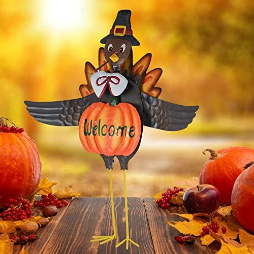 Turkey Yard Stake Pumpkin Decoration - Thanksgiving Outdoor Sign - 1 Set - Image 3