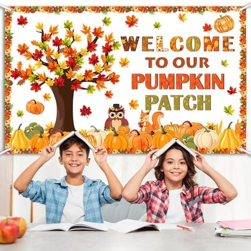 AIBIIN 7x5ft Welcome to Our Pumpkin Patch Banner Decorations - Image 3