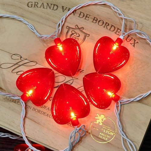 8.5Ft Red Heart Fairy String Lights, Valentine's Day Decor Lights with 10 Red 3D Heart Lights, Connectable Valentine's Day Love Heart Light for Indoor Outdoor Home Wedding Anniversary Party Decoration - Image 2