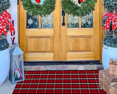 Christmas Outdoor Rug 2'x4.3',Red and Black Front Porch Rug - Image 5