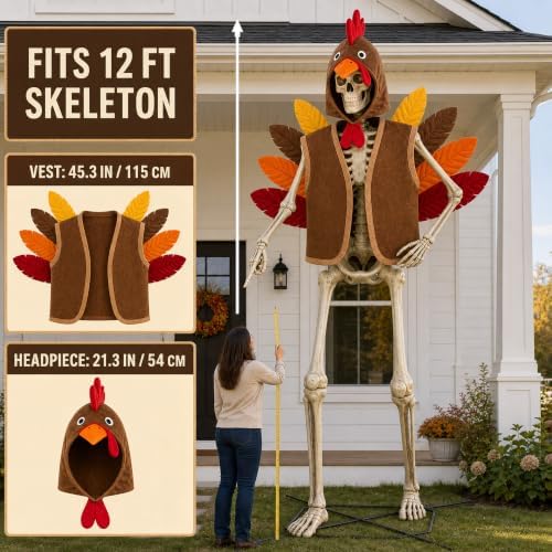 2 Pcs Turkey Outfit for 12 Ft Skeleton Thanksgiving Yard Accessories - Image 3