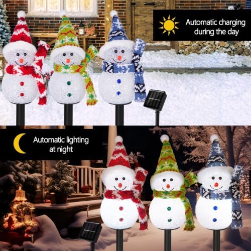 Solar Christmas Snowman Pathway Lights Outdoor Decoration, 6 Pack - Image 3